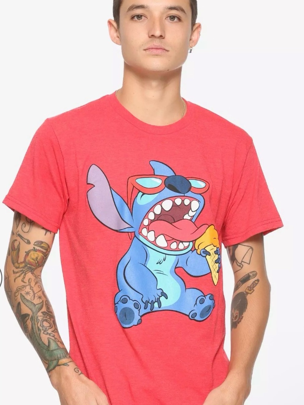 Disney Lilo and Stitch Ice Cream Red Graphic Tee 2X Unisex NEW